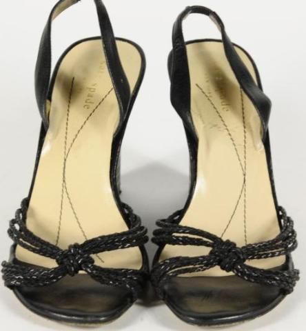   Braided Straps Slingback Striped Wooden Wedged Heels Size 7.5B  