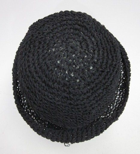 KOKIN Black Straw Round Brim Hat  