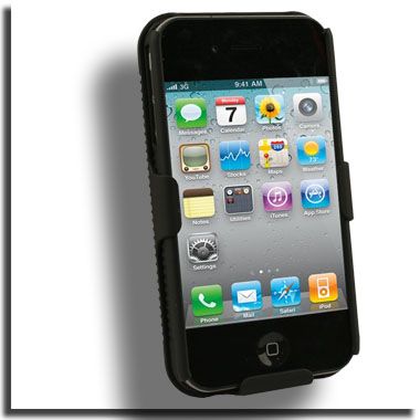 Case + Holster for Apple iPhone 4 4S 4G I Black Cover Faceplate Snap 