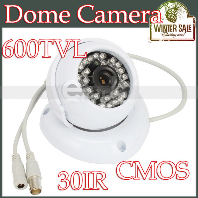 600TVL Security CCTV Surveillance Color CMOS Dome Indoor Camera White 