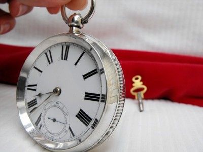 MODEL 1877 WALTHAM Key Wind & Key Set POCKET WATCH STERLING SILVER 