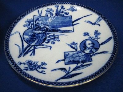 FLOW BLUE SHAKESPEARE AESTHETIC PLATE BURSLEM ENGLAND  