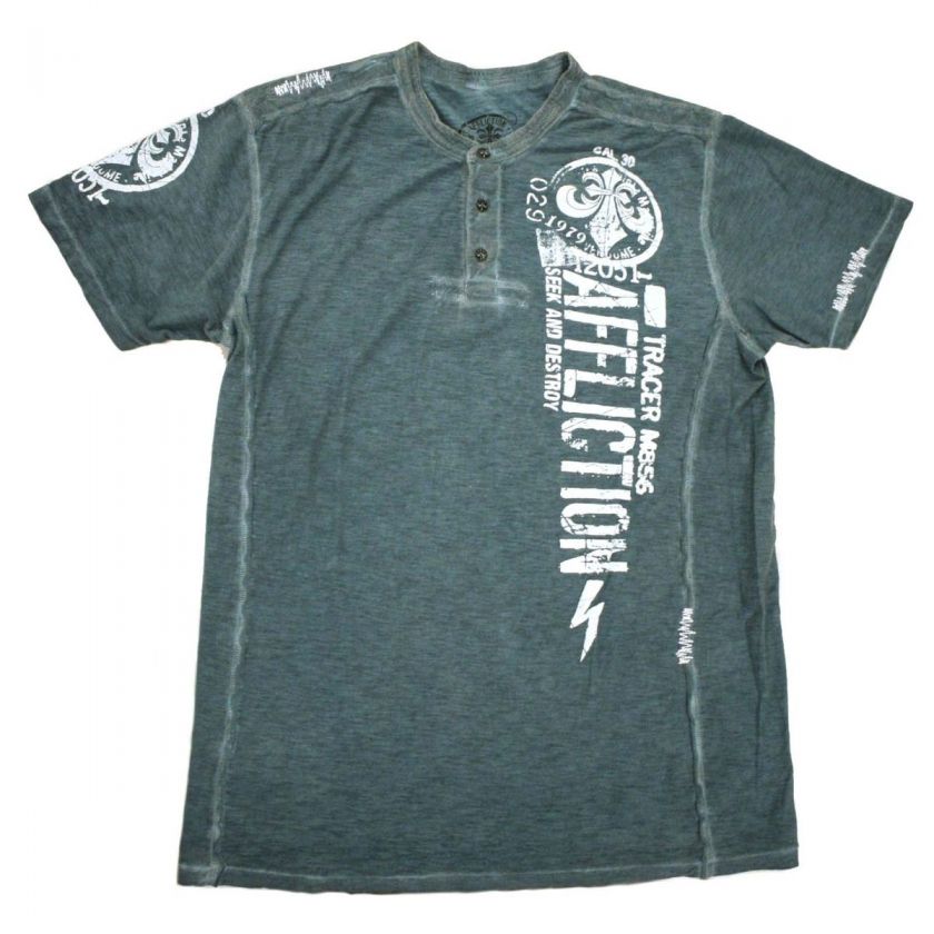 Affliction Tracer Henley Tee Dark Teal SZ L 3XL NWT  