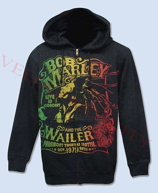 New BOB MARLEY 1979 Wailers Live Zip Up Hoodie ALL SZS  