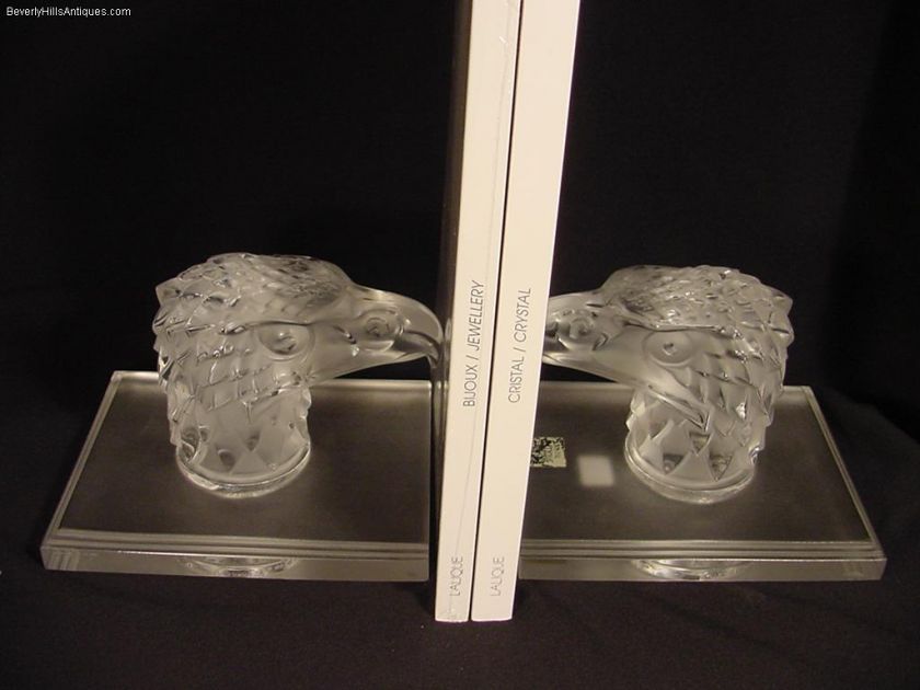 Lalique Eagle Head Bookends #1185300 Tete d Aigle  