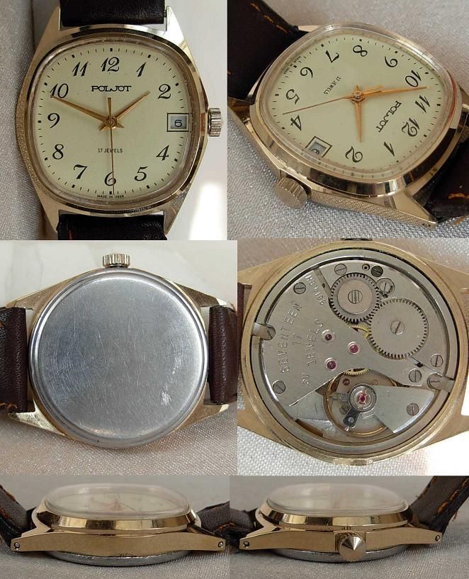 VINTAGE GILT RUSSIAN WRISTWATCH POLJOT, 17 JEWELS, 1980  