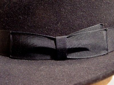 Vintage BORSALINO Fedora Hat Alessandria Black on Black 2 3/4 Brim 