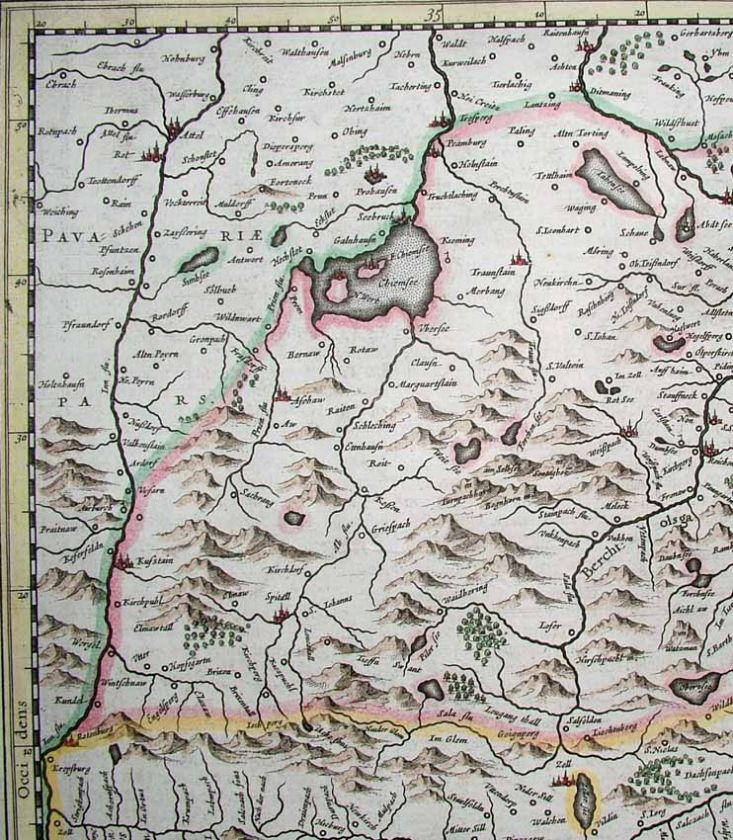 1633 (1585) Mercator Map SALZBURG CARINTHIA AUSTRIA  