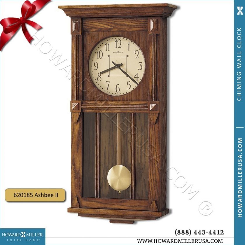 620 185 Howard Miller Oak finish Quartz, dual chime movement Wall 