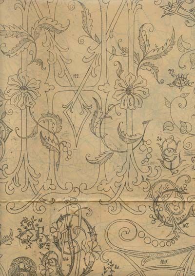 EXCEPTIONAL MONOGRAMS PATTERN SHEET 1900  50 MONOGRAMS  