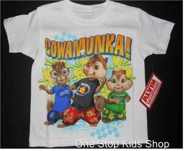 ALVIN AND THE CHIPMUNKS Boys 4 5 6 7 8 10 12 Short Sleeve SHIRT Tee 