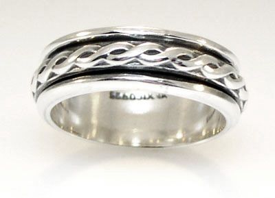 Rope Design .925 Sterling Silver Spinner Ring Sizes 8 14  