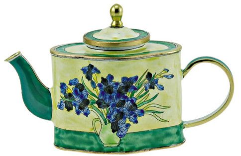   CHEN Enamel Mini Copper Handpaint Teapot   Iris by Van Gogh  