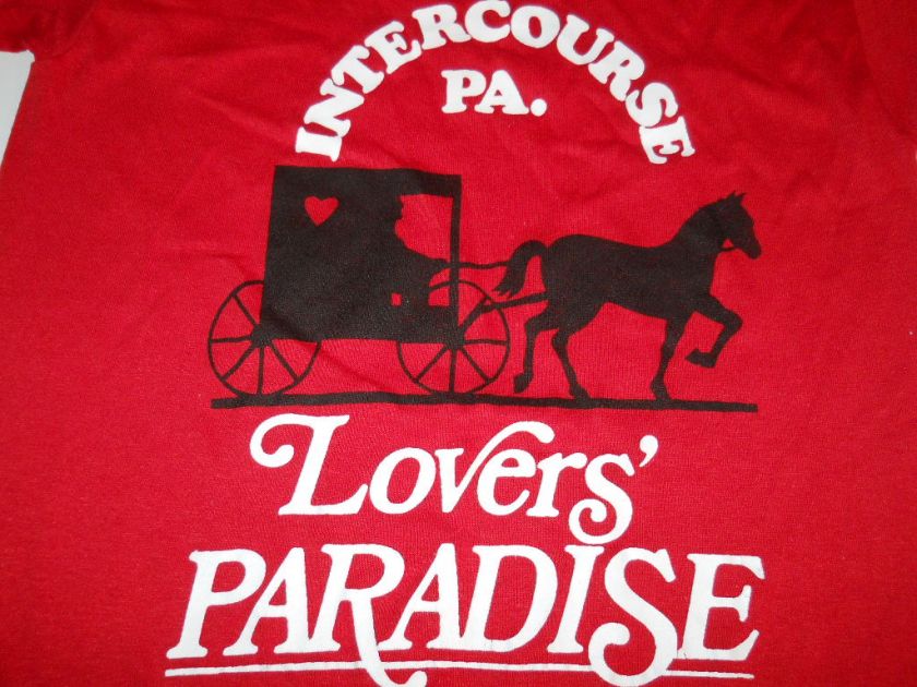 vintage 80s INTERCORSE PA LOVERS PARADISE AMISH t shirt XS  