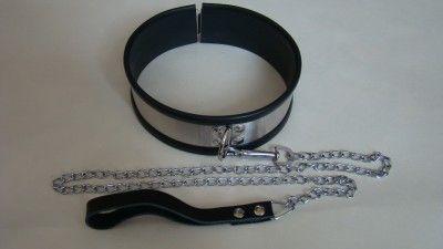 Quality Steel Gimp Slave Collar And Lead Free Padlock  