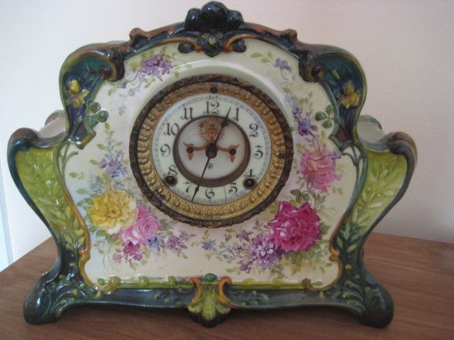 ANSONIA LA RITA PORCELAIN CLOCK WITH ROYAL BONN CASE  