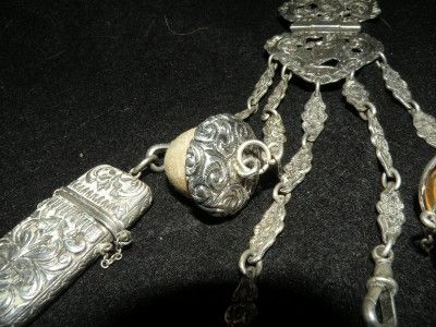 ANTIQUE ENGLISH STERLING SEWING CHATELAINE G. UNITE  