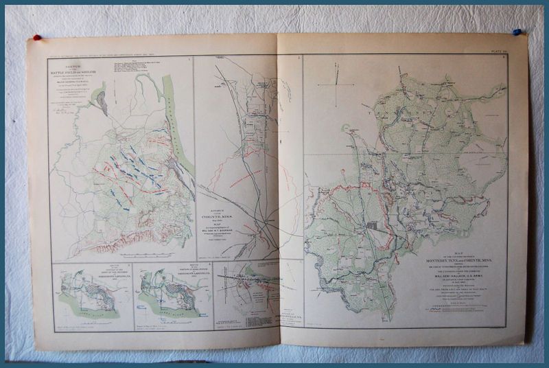 12. PLATE 13 CIVIL WAR MAP UNION CONFEDERACY CORNITH MS  