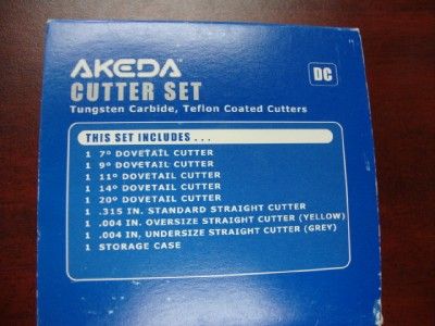 AKEDA 8 PC CARBIDE DOVETAIL ROUTER BIT SET MODEL 3000  