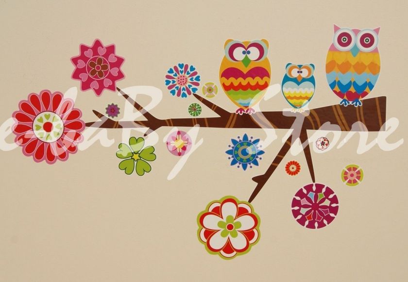 Boy/Girls/Kid/Children Bedroom OWL/FLOWER Wall Stickers  