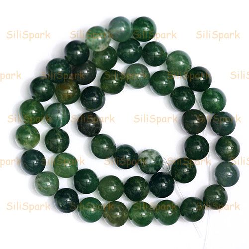 8mm Natural Tree Moss Botswana Agate Round Bead 16  