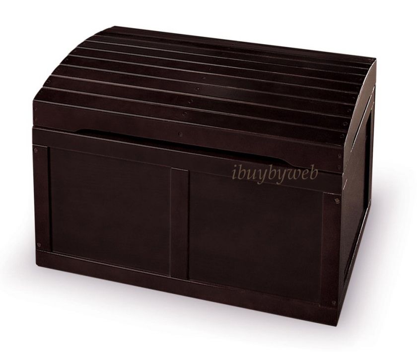 Kids Espresso Hardwood Barrel Top Toy Chest Box Trunk  