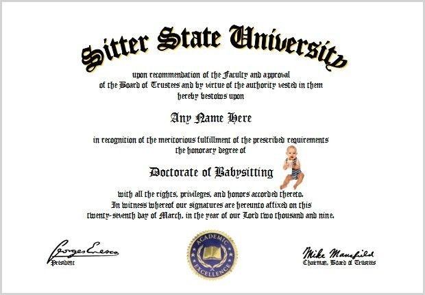 Babysitting Diploma   Babysitter Lover Diploma  