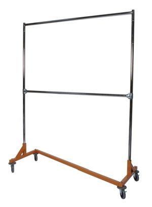   Double Bar Z Rack Rolling Garment Rack w/Orange Base Heavy Duty  