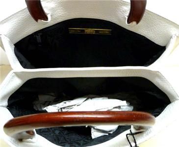 GIANFRANCO FERRE WHITE LEATHER TOTE HANDBAG MADE ITALY  