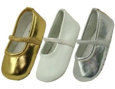 Gold, Silver & White ballet flats for a little princess Szs 3, 4, 5 