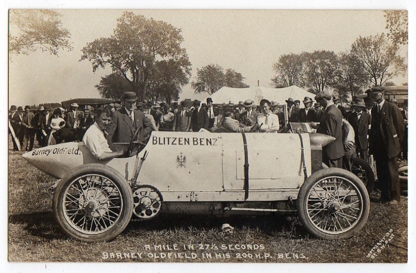 Barney Oldfield in his Blitzen Benz race car RPPC  