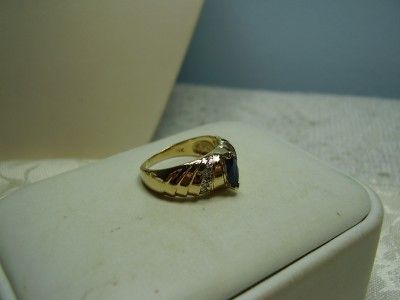 14K Yellow Gold Marquise Cut Sapphire and Diamond Band  