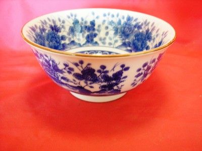 Vintage Japanese Sometsuke Bowl Chrysanthemums Signed  