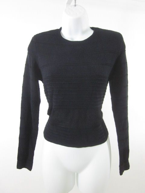 CARLISLE Black Knit Long Sleeve Crew Neck Sweater Top S  