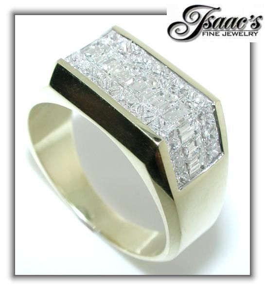 Gents 3.50CT Baguette/Princess WEDDING BAND 18KY  