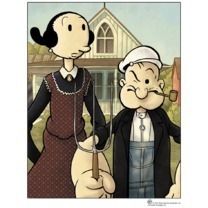 Popeye Cartoon Olive American Gothic T Shirt S 3XL  