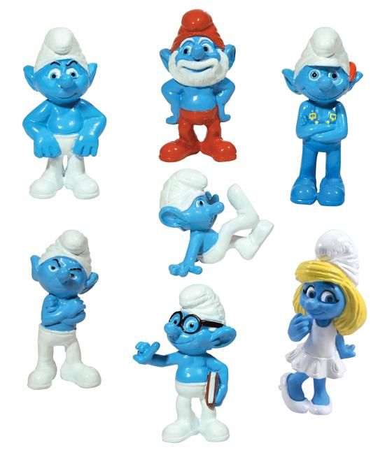 SMURFS PARTY FAVOR FIGURE FIGURINES 7pcs Smurf Collectibles & Cake 