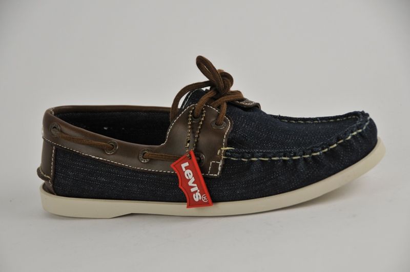 MEN LEVIS BRANDEN LOW 2 DENIM BROWN BOAT SHOES US 9 NIB  