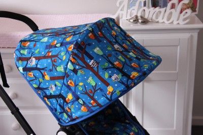 Bugaboo Cameleon Custom Canopy & Longstyle Inlay ~ blue owls  