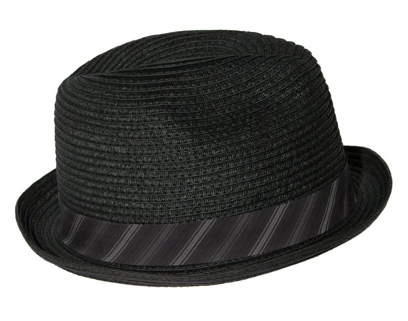 Broner Black Stingy Brim Fedora stripe band  