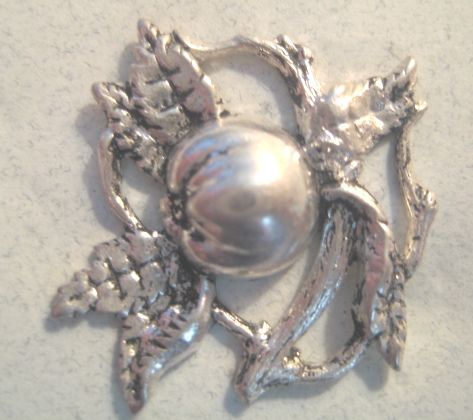 Gianna Rose Silver Garden Pin Brooch~Crazy Quilt~Scrap  