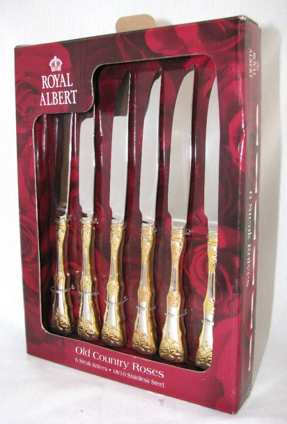   ALBERT COUNTRY ROSES 6 PC SET STEAK KNIFE+BOX NEW 028199876138  