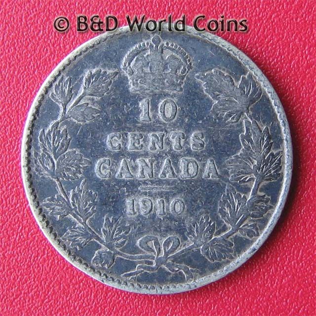 CANADA 1910 10 CENTS SILVER EDWARD VII KM#10 18mm coin  