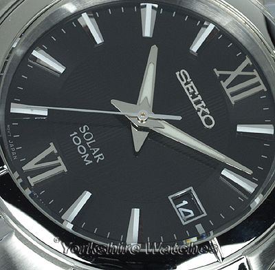 Seiko Solar Black Dial Stainess Steel Bracelet SNE087P1  