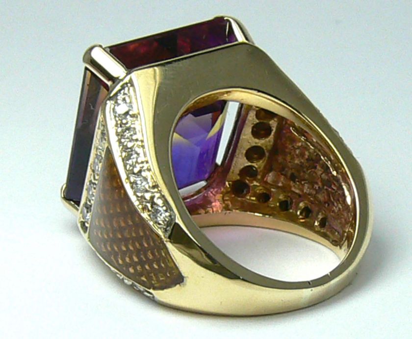 25.50tcw Staggering Ametrine, Diamond & Enamel Cocktail Ring  