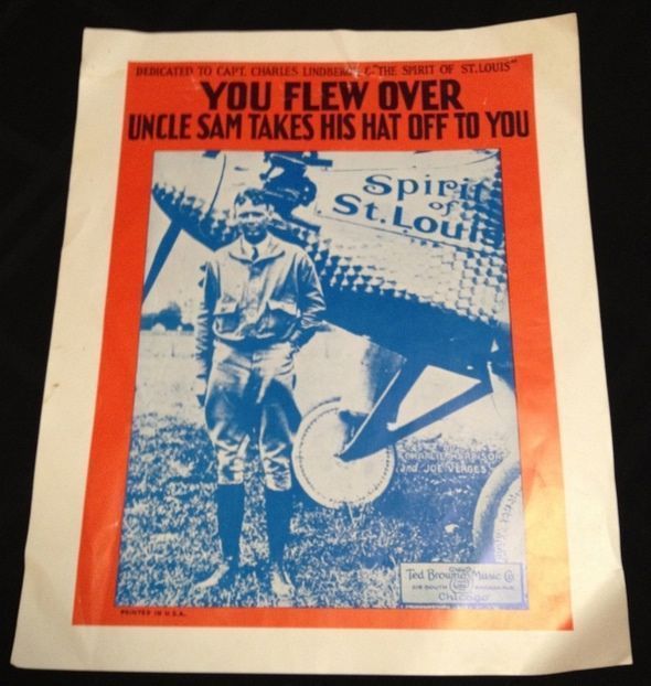   Charles Lindbergh Sheet Music Poster   You Flew Over Uncle Sam Tak