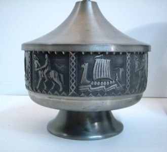 SNORRE NORSK TINN PEWTER BJH VIKING BOWL CANDLE SET  