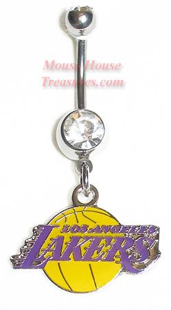 NBA BASKETBALL LA LAKERS DANGLE NAVEL BELLY RING  