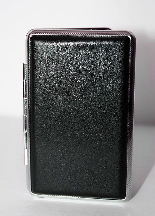 CIGARETTE CASE   NEW   BLACK WITH SILVER TRIM  