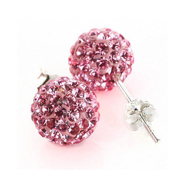 Shamballa earrings 10mm Crystal Pave Disco Ball Shamballa beads CJE055 